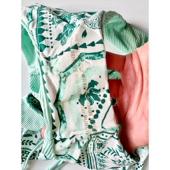NWOT Maaji Bikini Top & Bikini Bottom Reversible Printed Rib Teal Green Women S - Picture 6 of 7